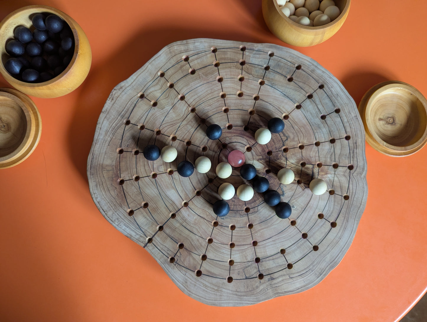 12.5" solid Juniper wood live egde Fidchell board. Handmade