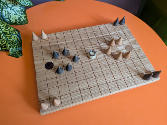 Sabotage Wooden set - Crown Capture Strategy Game. 16" solid Ash wood board