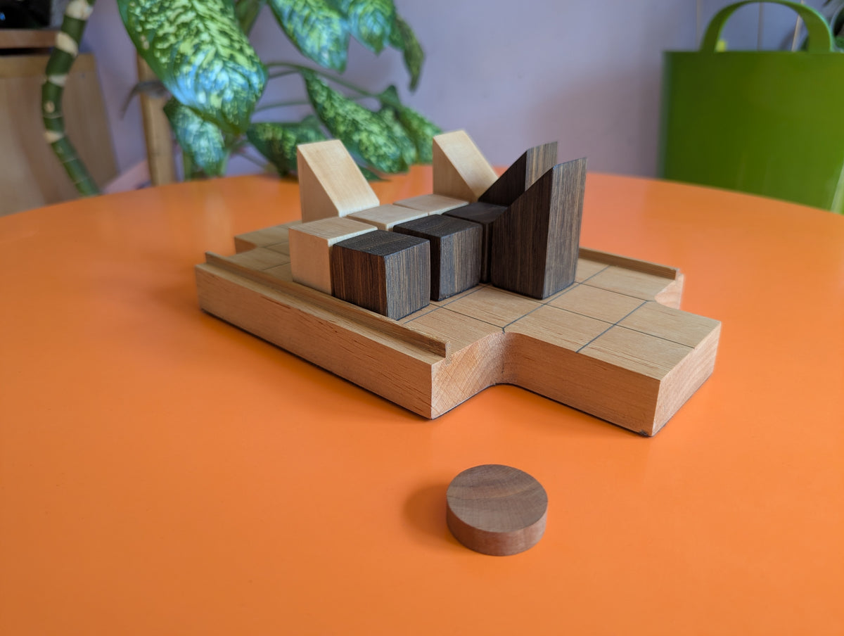 Wooden Push Fight game set. Magnetic pieces. Handmade