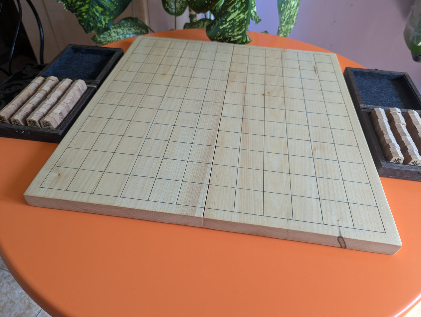 Foldable Chu Shogi game set. Handmade solid walnut Middle Shogi with thick maple pieces