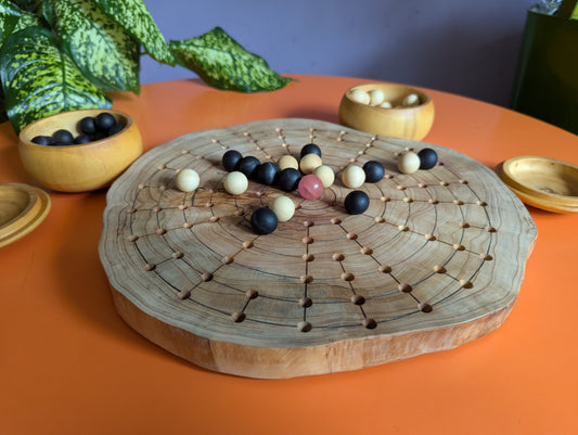 12.5" solid Juniper wood live egde Fidchell board. Handmade