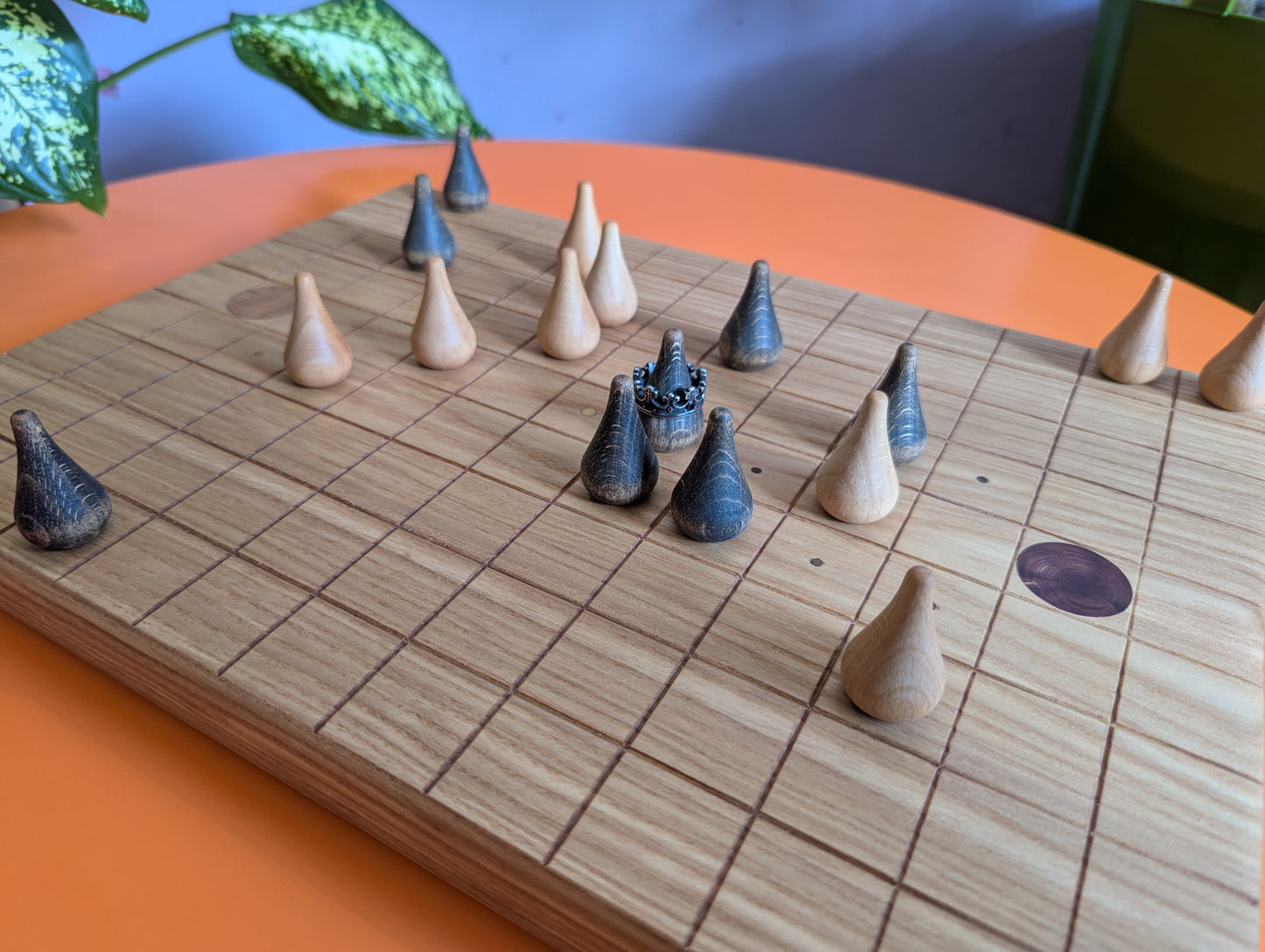 Sabotage Wooden set - Crown Capture Strategy Game. 16" solid Ash wood board