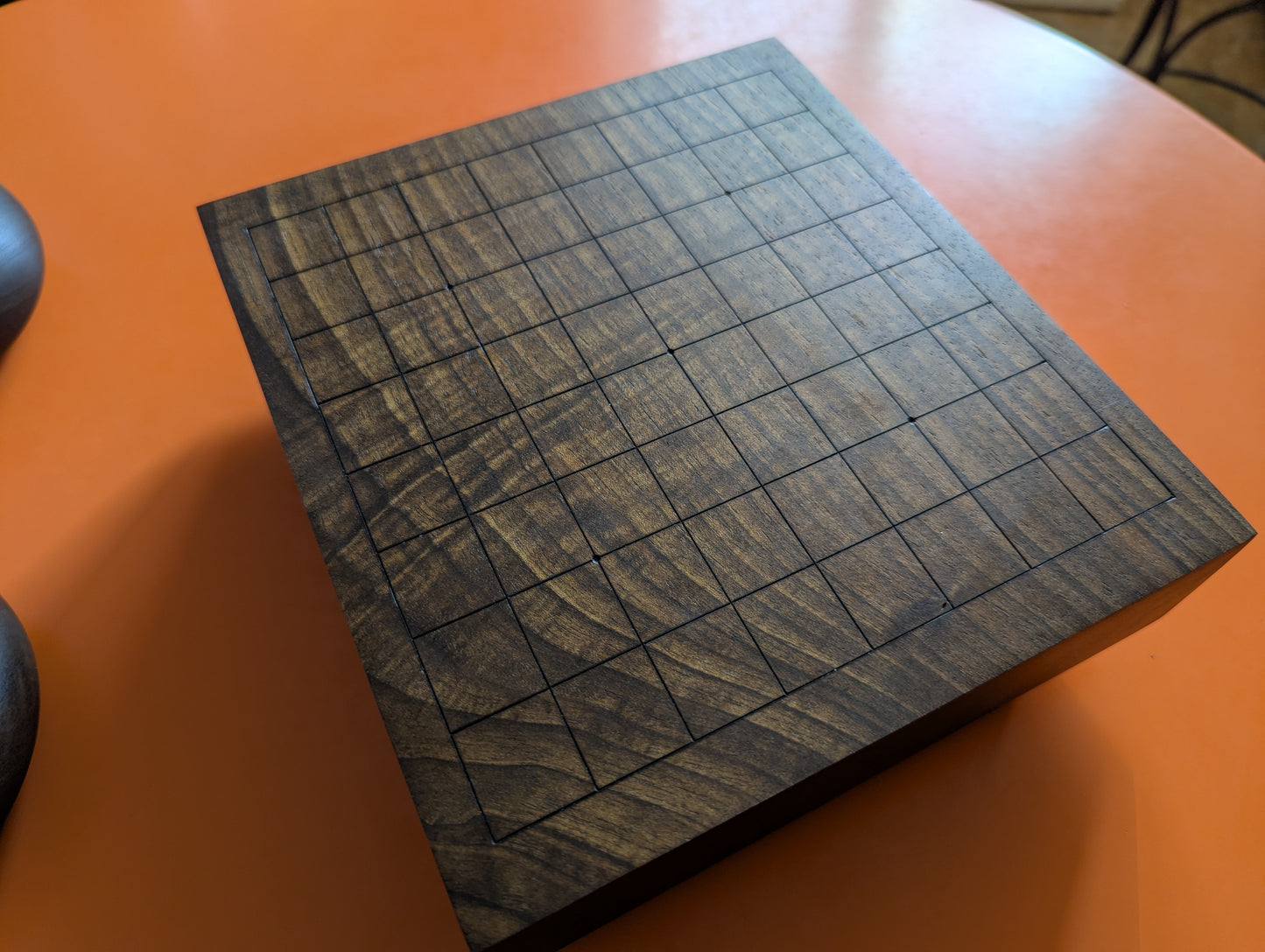 Solid walnut 9x9 Goban. Hand carved game Go board