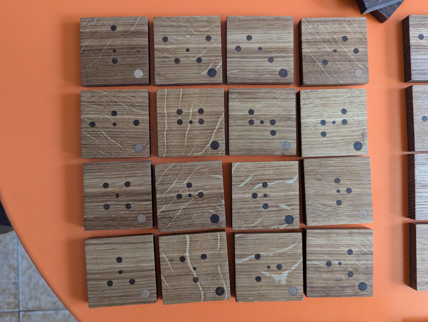 Cubic Onitama wooden game set. Hardwood wood tiles. Martial arts game.