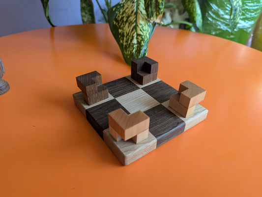 Guarini's chess puzzle. Handmade hardwood pieces.