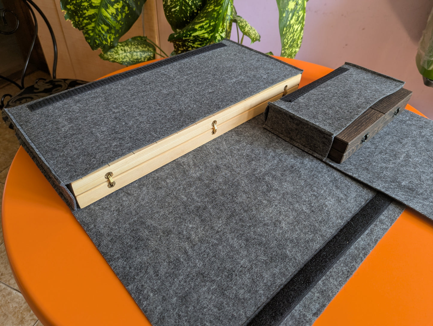 Foldable Chu Shogi game set. Handmade solid walnut Middle Shogi with thick maple pieces