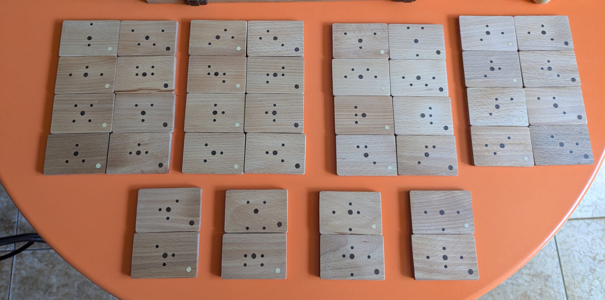 Wooden Onitama game set. Hardwood wood tiles. Martial arts game.