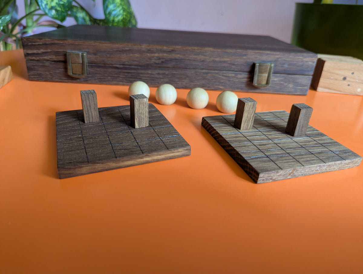 Wooden Onitama game set. Hardwood wood tiles. Martial arts game.