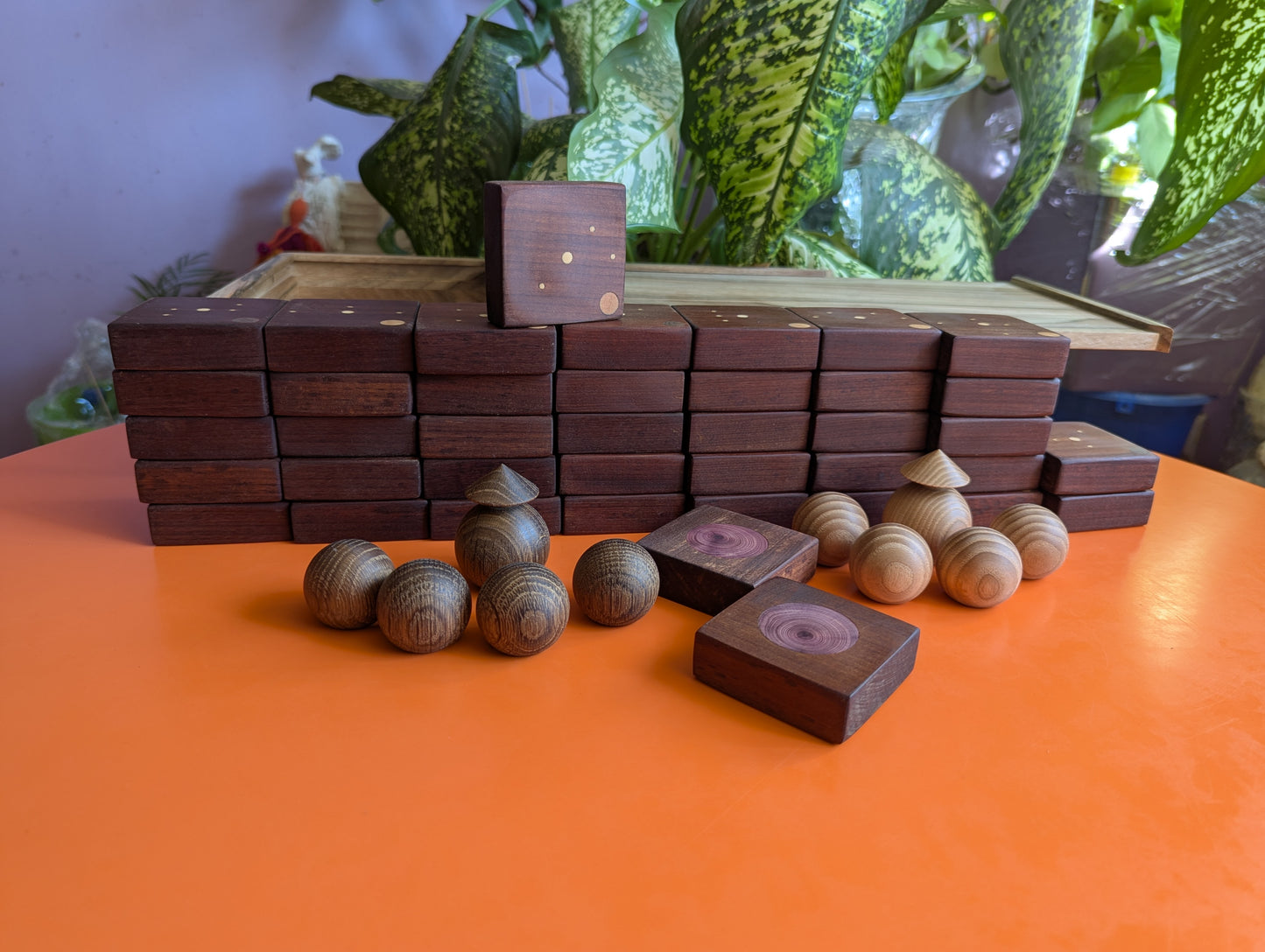 Onitama wooden game set. Hardwood wood tiles. Martial arts game.