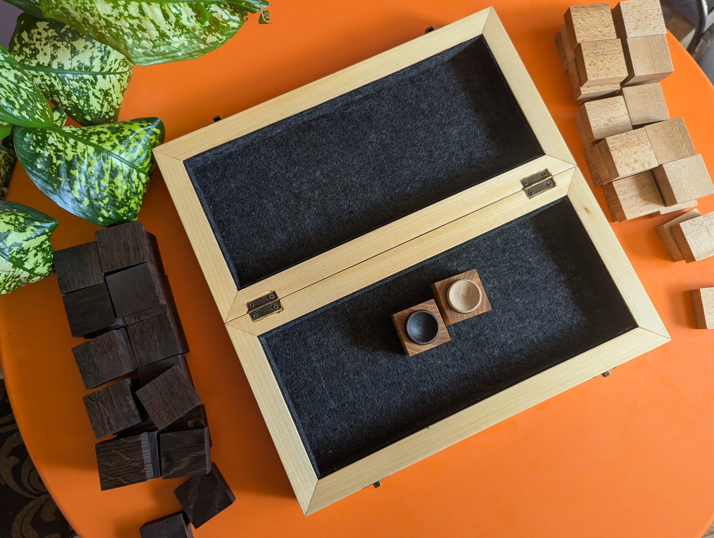 14" Foldable wooden Tak game set.