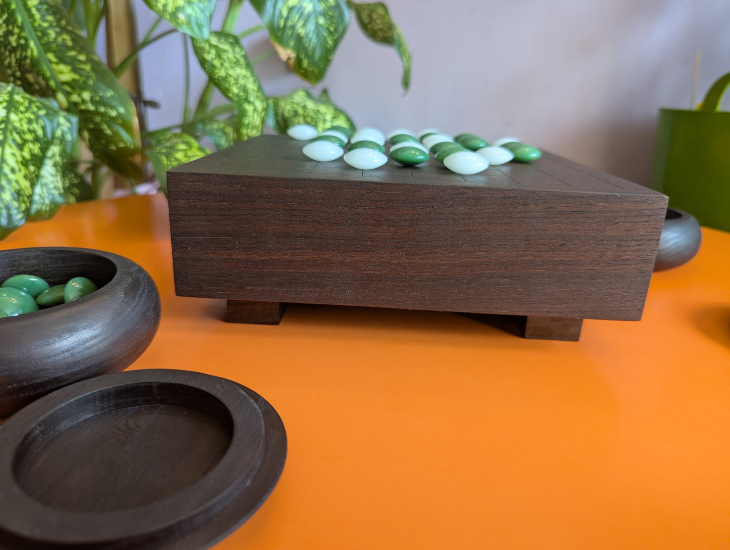 Black walnut 9x9 Goban. 3.4" hand carved game Go board