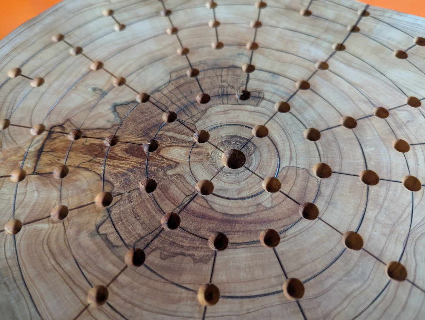 12.5" solid Juniper wood live egde Fidchell board. Handmade