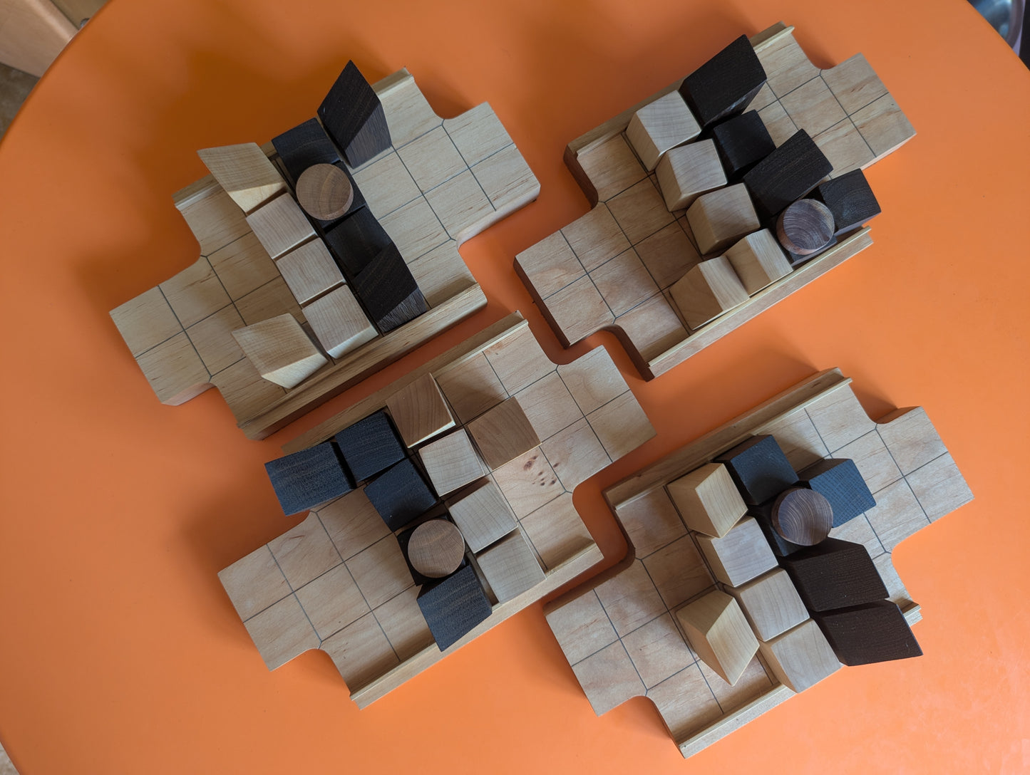 Wooden Push Fight game set. Magnetic pieces. Handmade