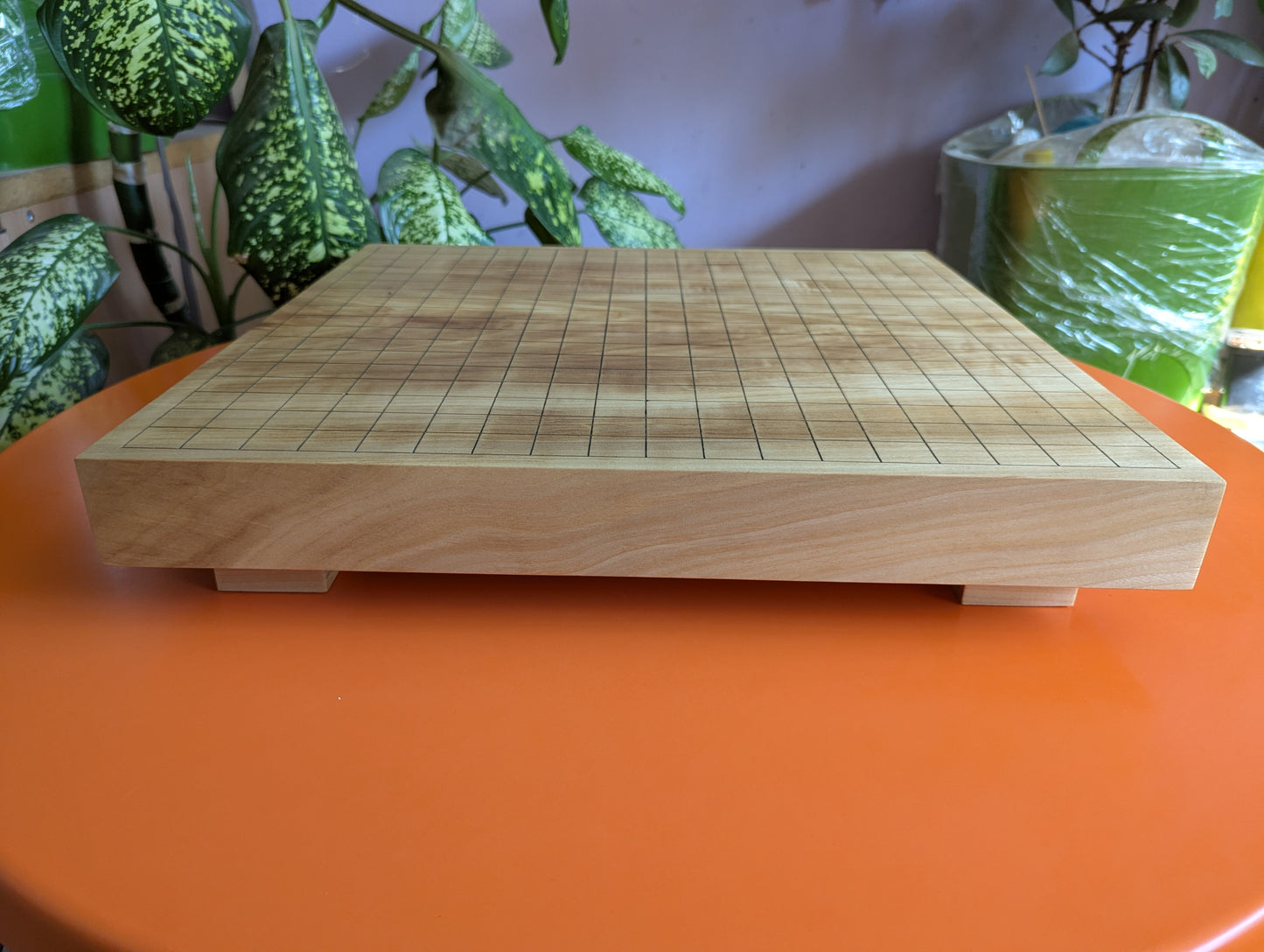 Full Goban solid wood hand carved 19x19 game Go board. Hardwood board