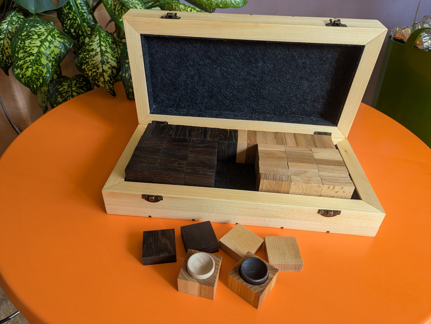 14" Foldable wooden Tak game set.