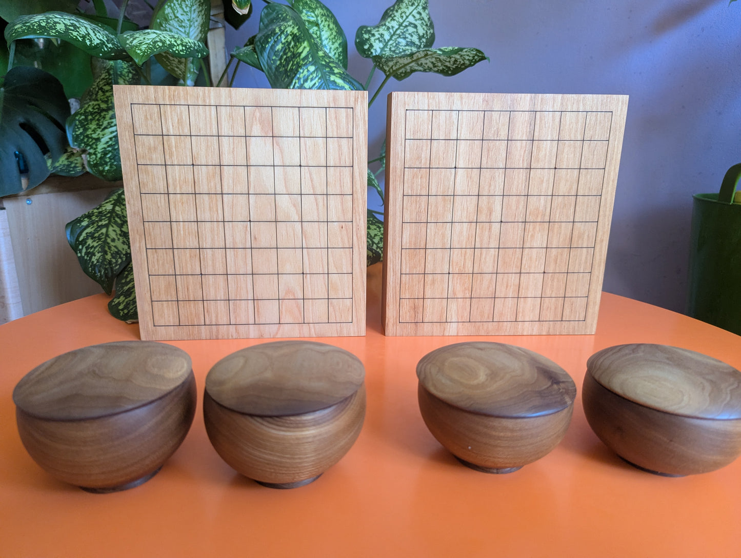 Solid alder 9x9 Goban. Hand carved game Go board