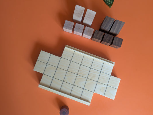Wooden Push Fight game set. Magnetic pieces. Handmade
