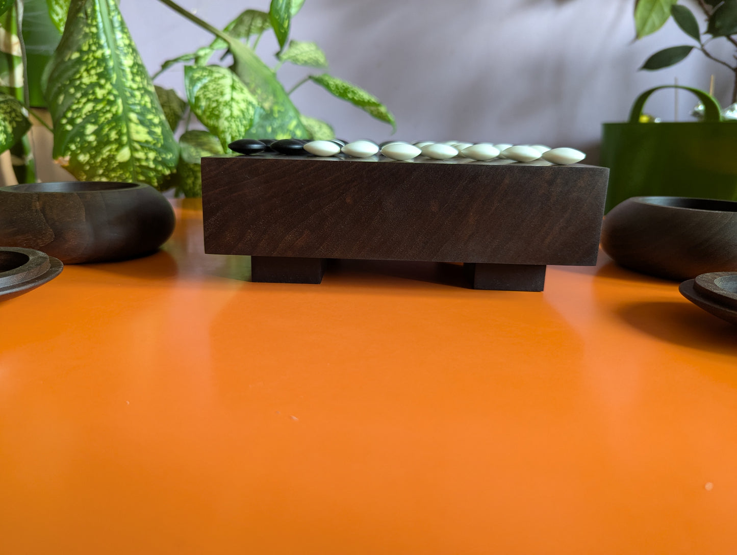 Solid walnut 9x9 Goban. Hand carved game Go board