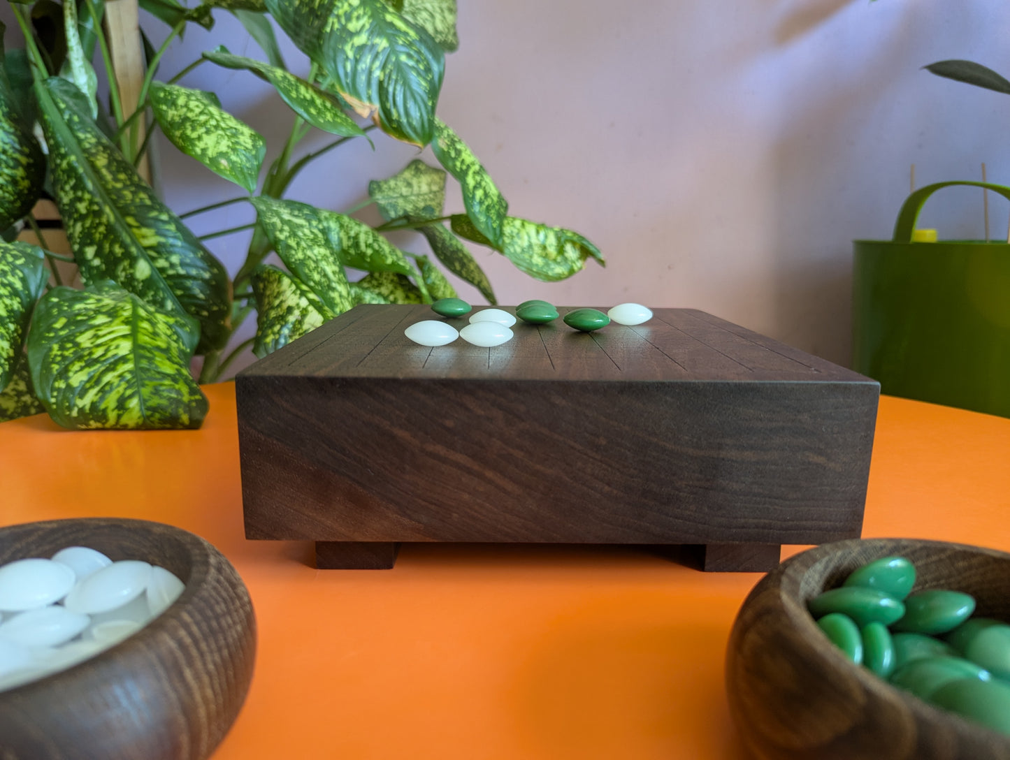 Solid walnut 9x9 Goban. Hand carved game Go board