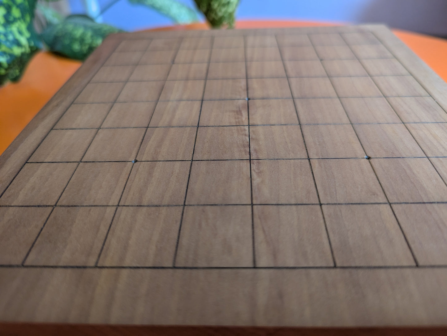 3.25" solid Pear wood 9x9 hand carved game Go board.