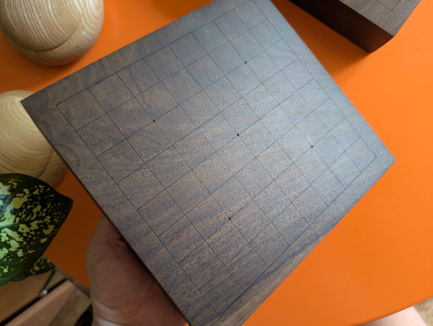 Solid walnut 9x9 Goban. Legless Hand carved game Go board