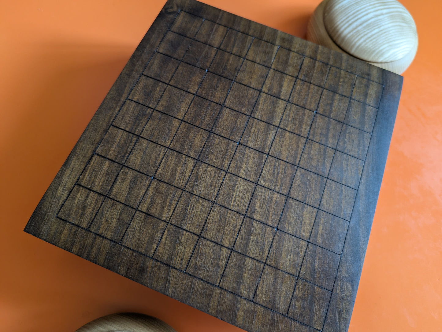 Solid walnut 9x9 Goban. Hand carved game Go board