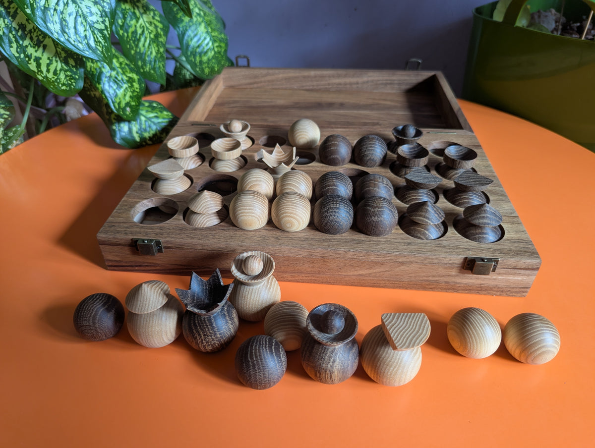 Modern minimalist chess set, 2022, Ukraine. Handmade wooden chess