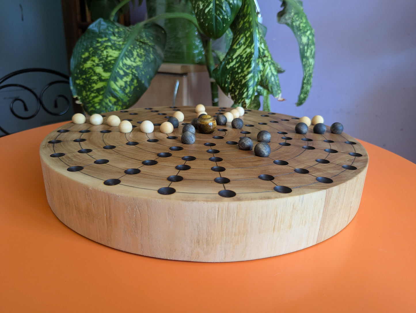 17.25" round solid Poplar wood Fidchell board. Handmade