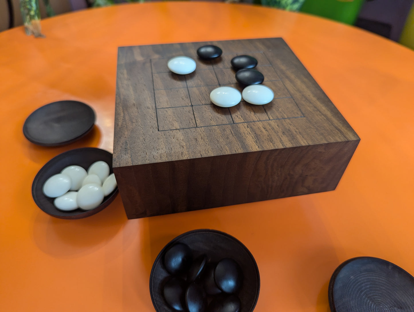 Goban 5x5 solid hardwood hand carved game Go board