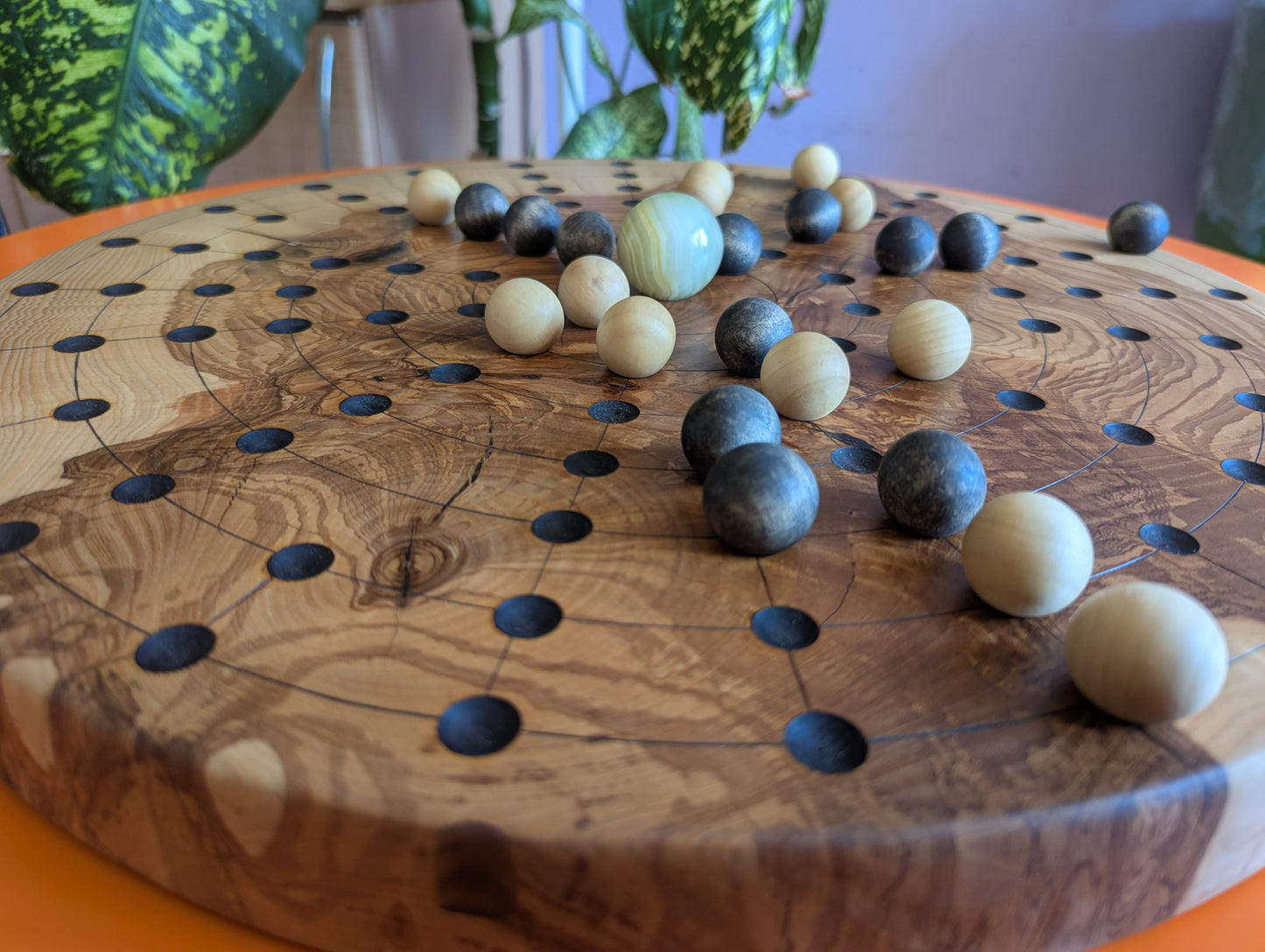 18.9" round solid Ash wood Fidchell board. Handmade