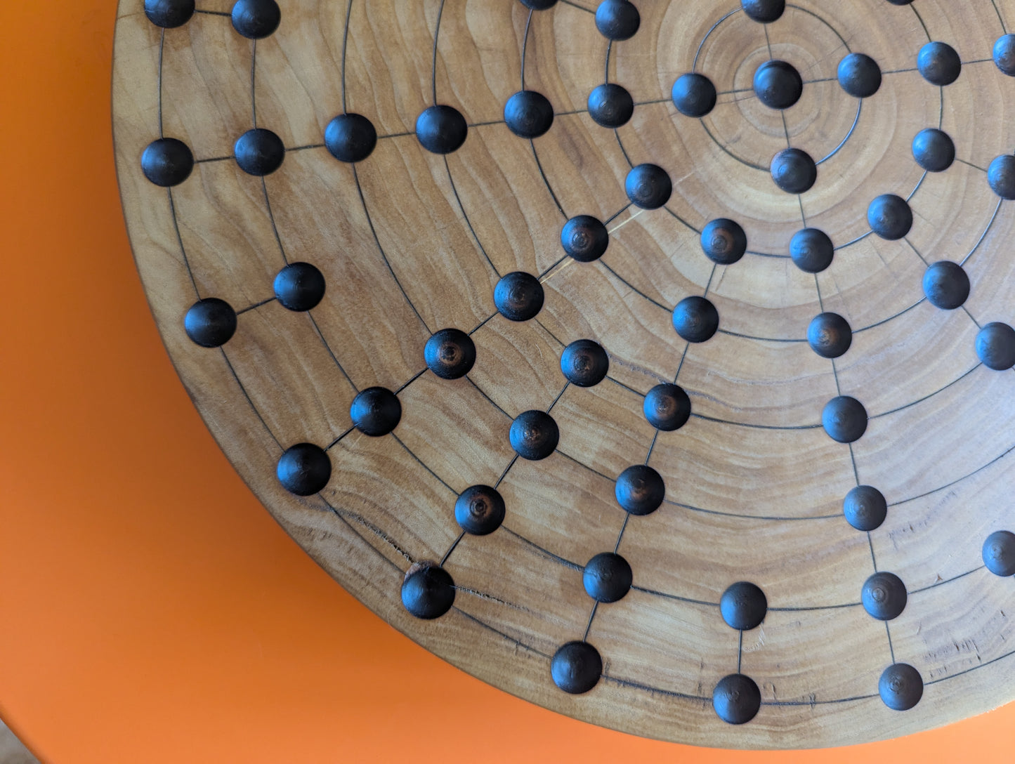17.25" round solid Poplar wood Fidchell board. Handmade