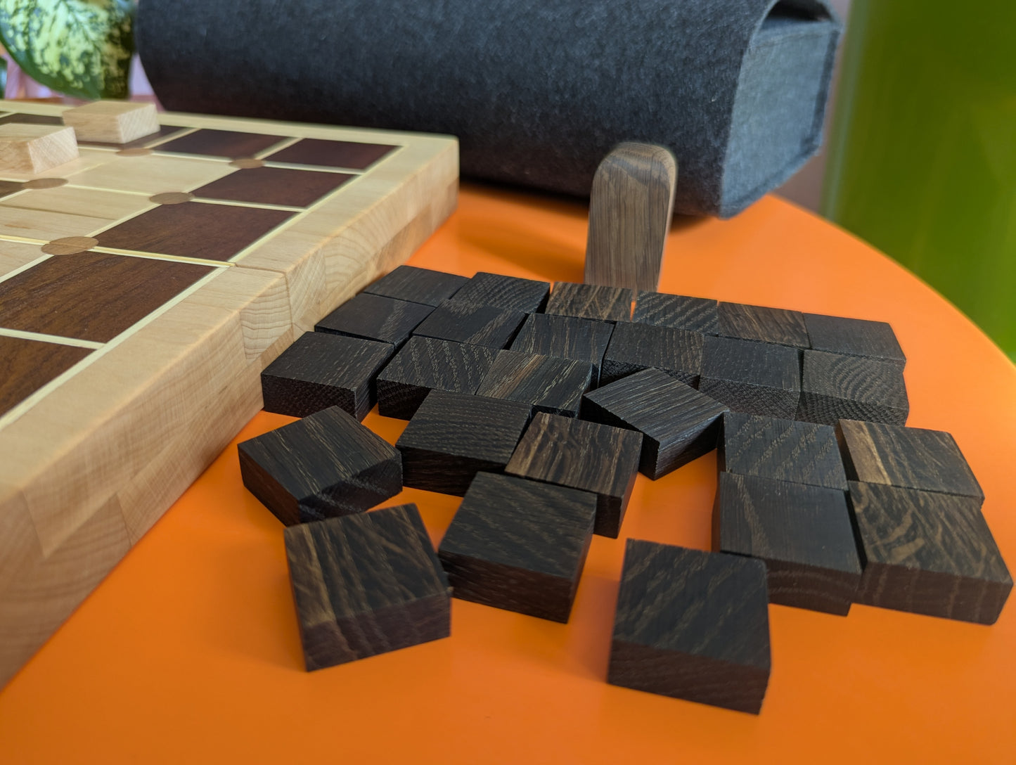 Foldable wooden Tak game set.