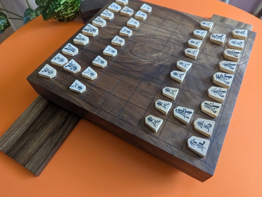 Handmade solid walnut Shogi game set