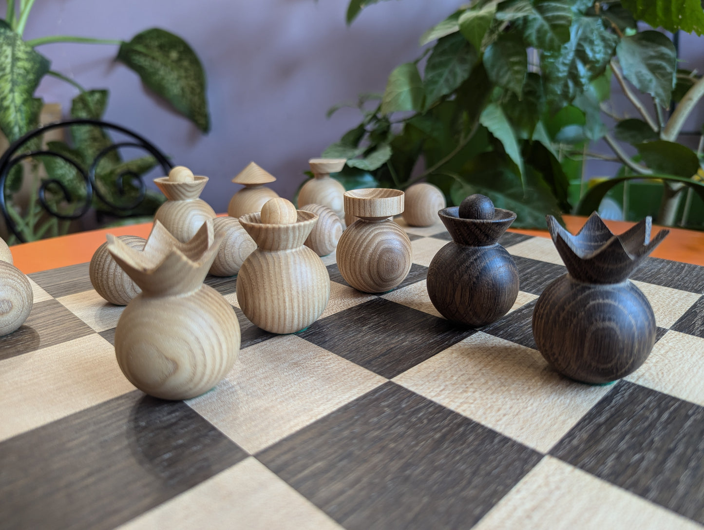 Modern minimalist chess set, 2022, Ukraine. Handmade wooden chess