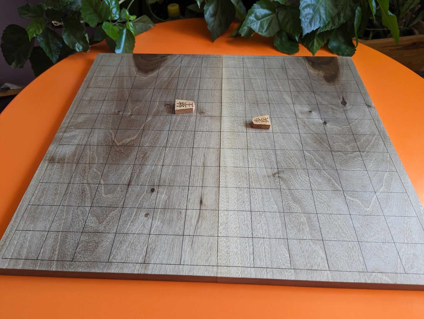 Foldable Chu Shogi game set. Handmade solid light walnut Middle Shogi with thick maple pieces