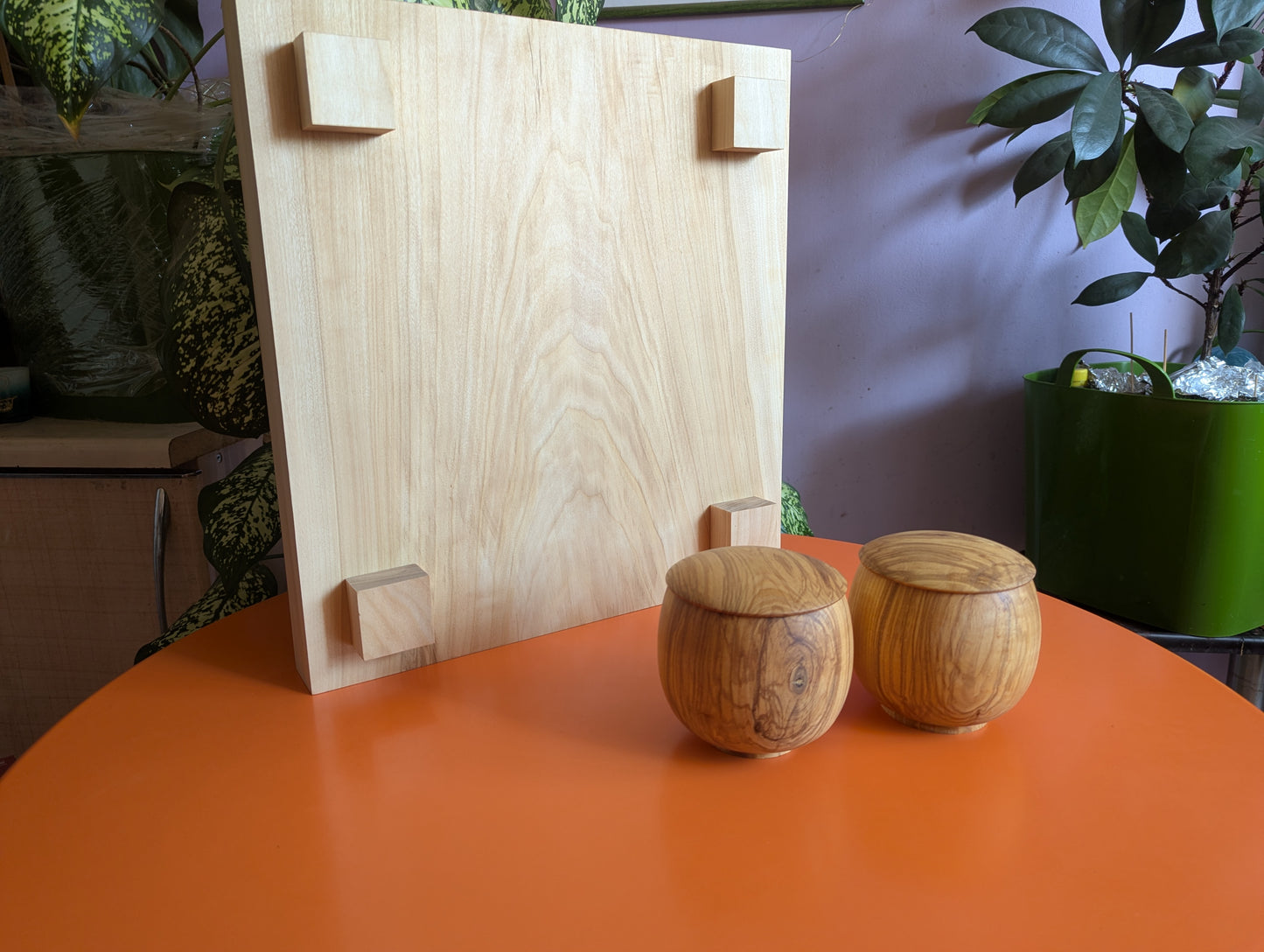 Full Goban solid wood hand carved 19x19 game Go board. Hardwood board