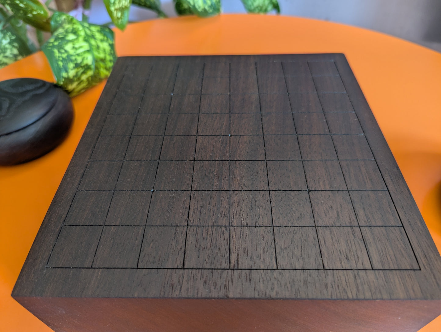 Black walnut 9x9 Goban. 3.4" hand carved game Go board