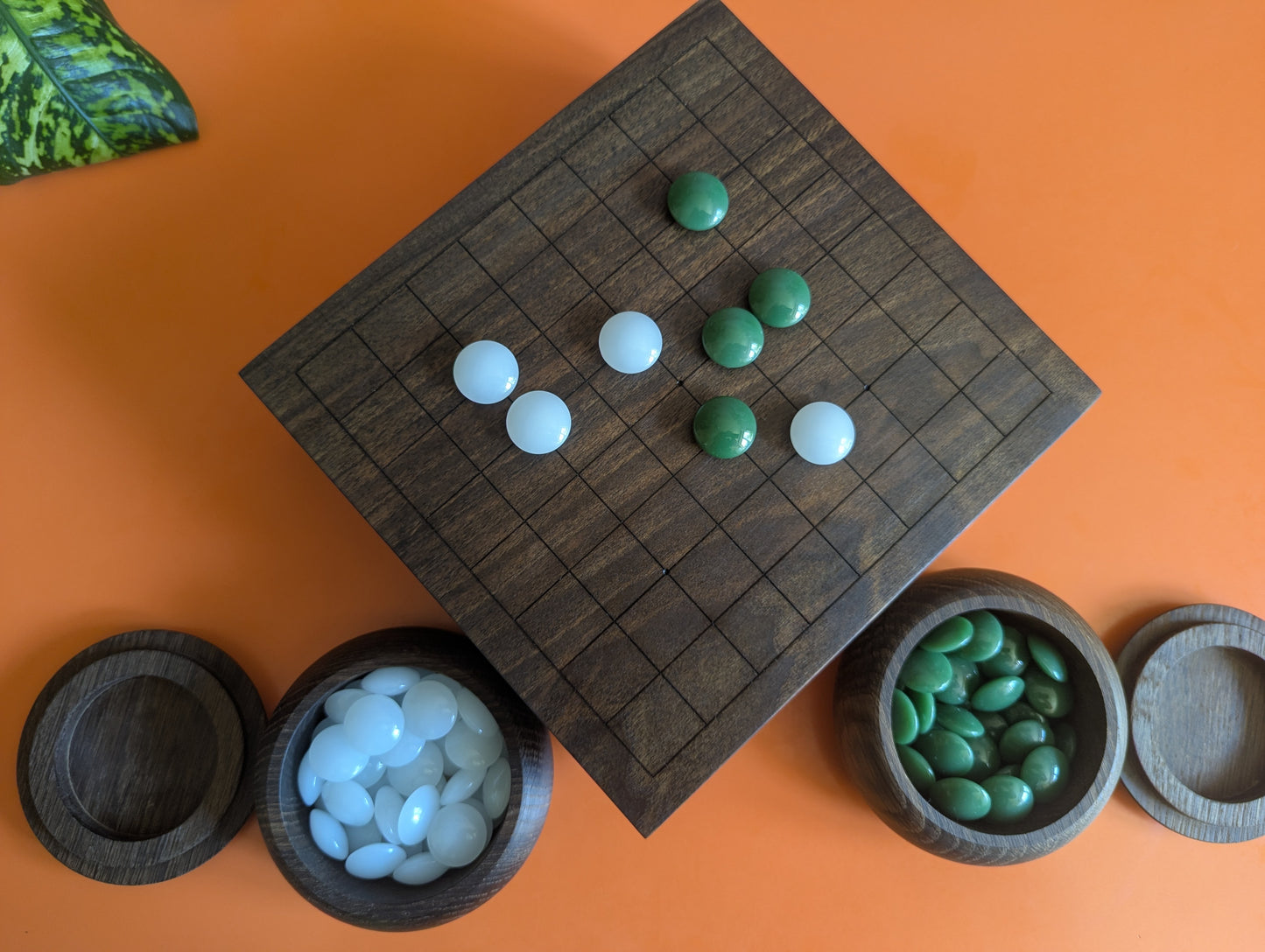 Solid walnut 9x9 Goban. Hand carved game Go board