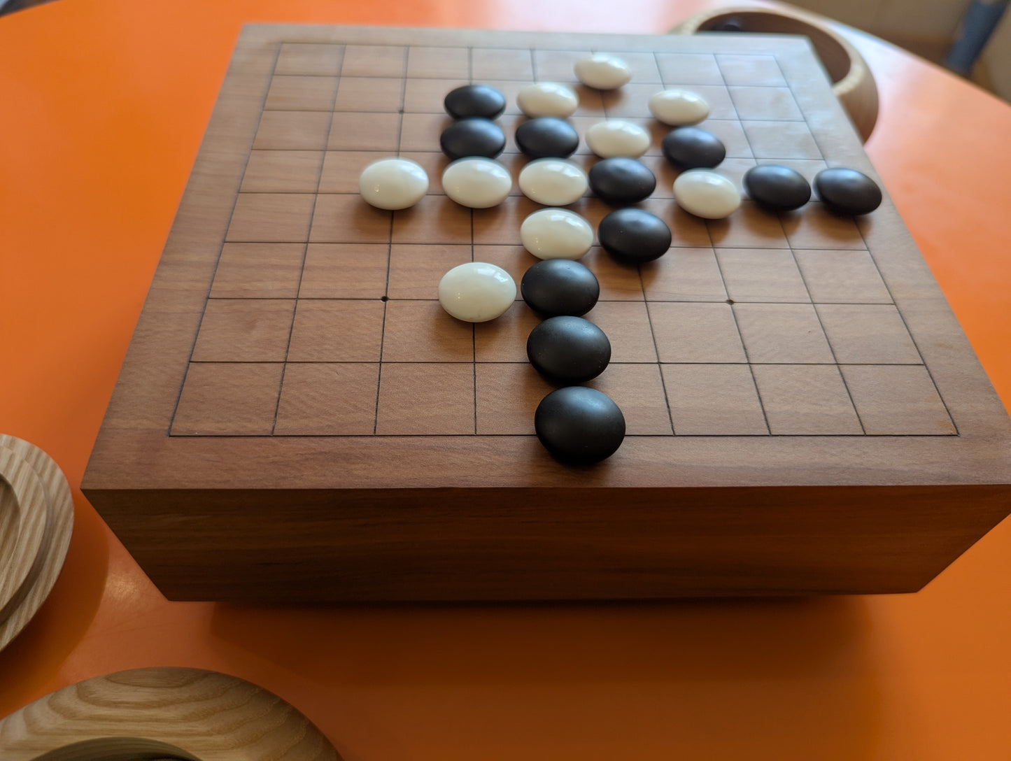 3.25" solid Pear wood 9x9 hand carved game Go board.