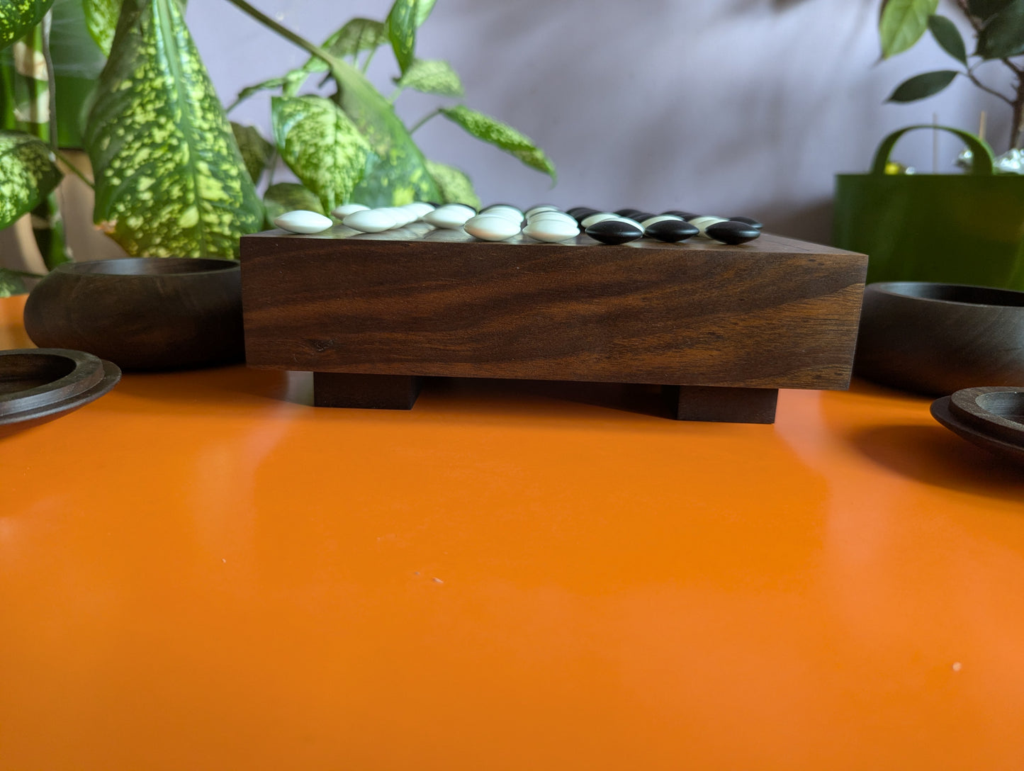 Solid walnut 9x9 Goban. Hand carved game Go board