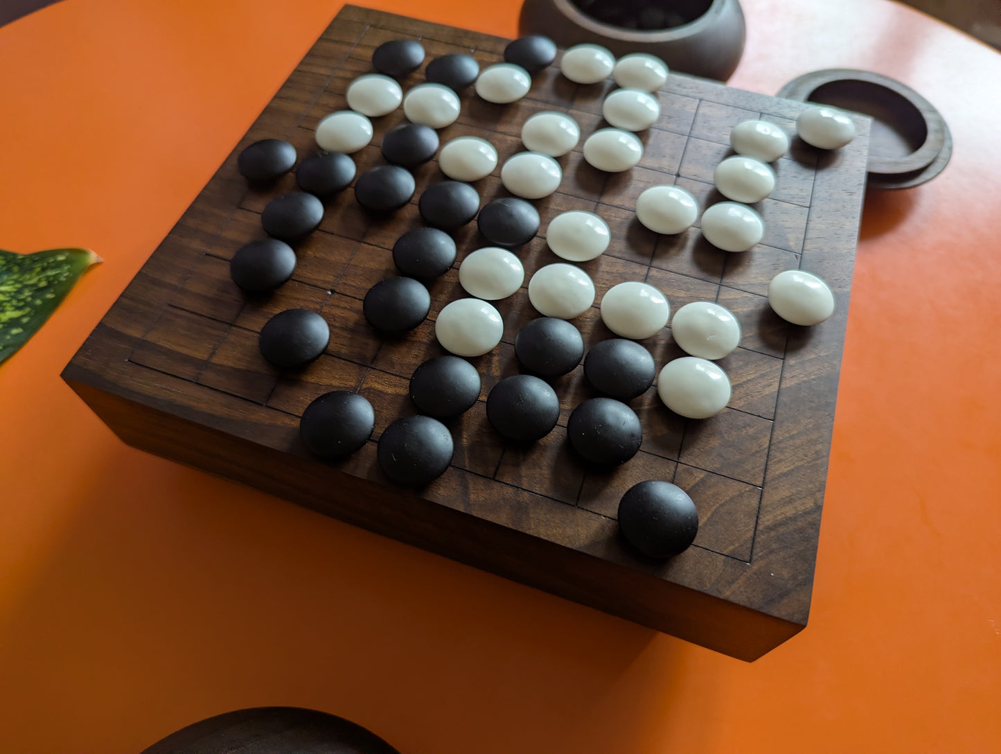 Solid walnut 9x9 Goban. Hand carved game Go board