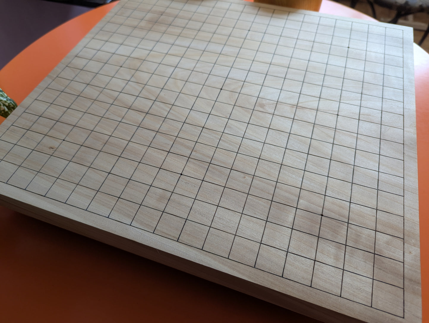 Full Goban solid wood hand carved 19x19 game Go board. Hardwood board