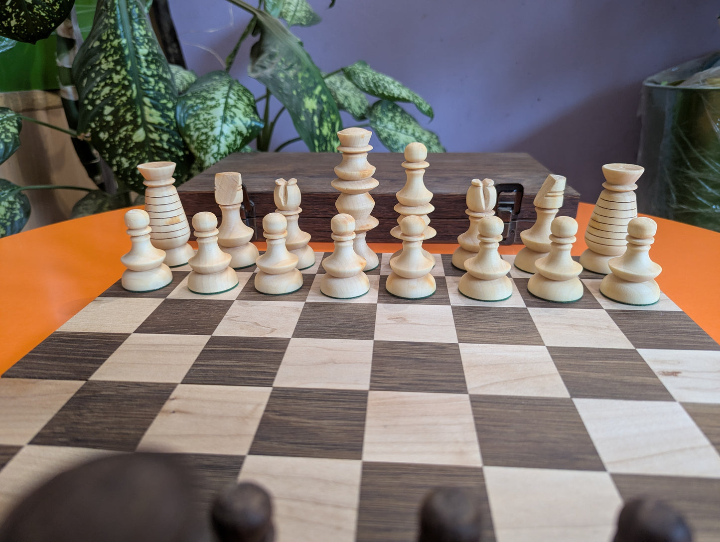 Early English Chess Set. Handmade. Walnut & Maple wood