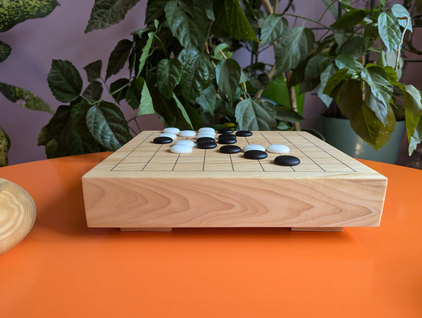 Goban 9x9 solid Sycamore hand carved game Go board