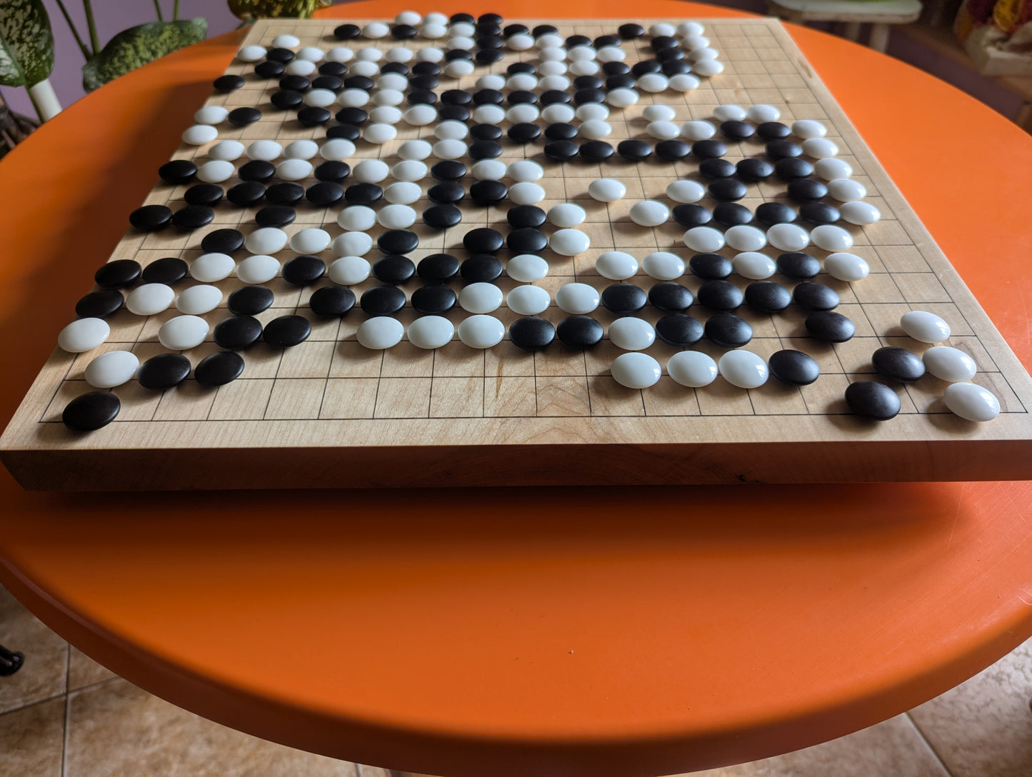Full Goban solid Maple wood hand carved 19x19 game Go board. Hardwood board