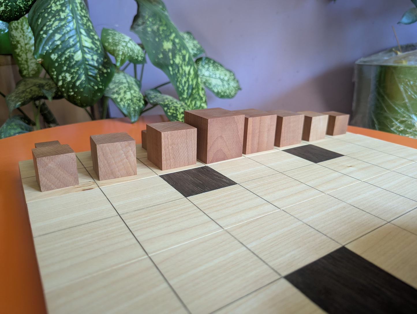 Abstract Cubic Arimaa set. Handmade foldable wooden game set
