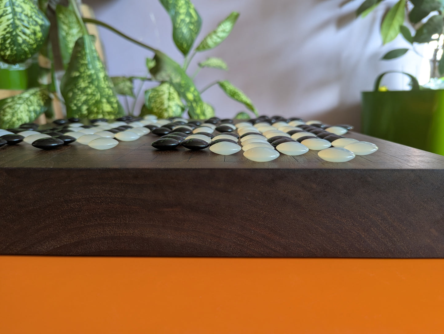 Double-sided 19x19 & 13x13 solid walnut game Go set