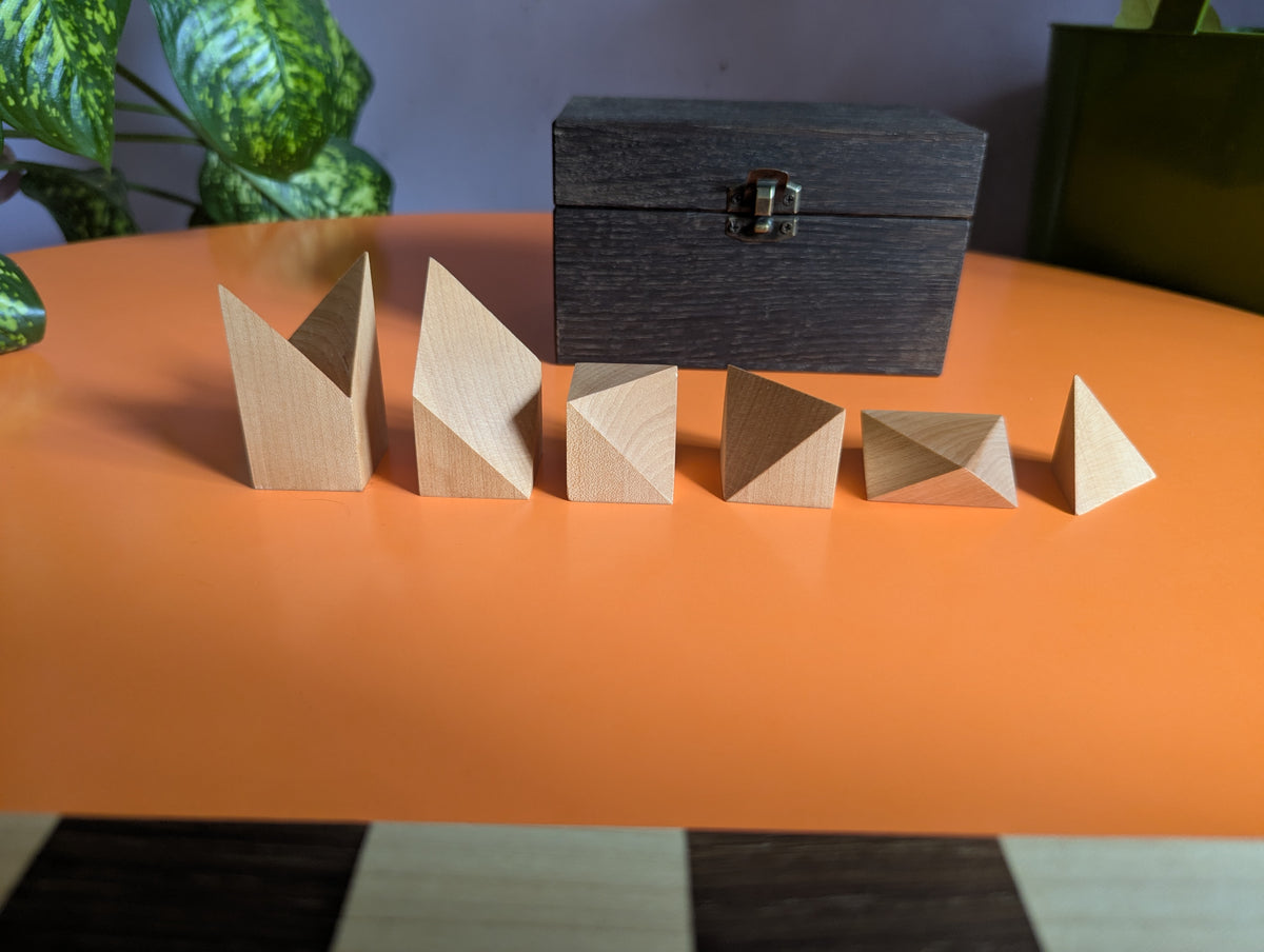 Cubic Chess Set by Charles O. Perry. Handmade wooden reproduction