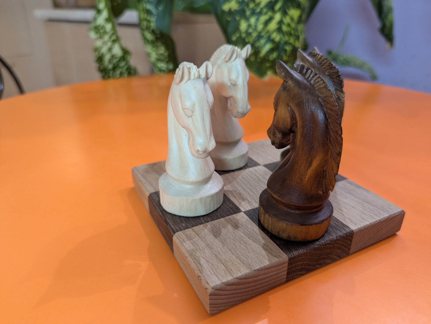 Guarini's chess puzzle. Handmade hardwood pieces.