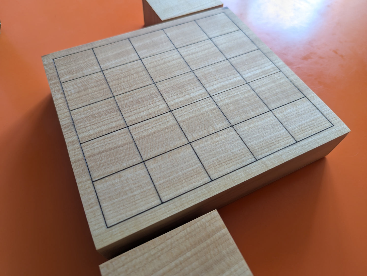 Minishogi & Kyoto shogi set. Thick solid Walnut board. Handcarved thin lines